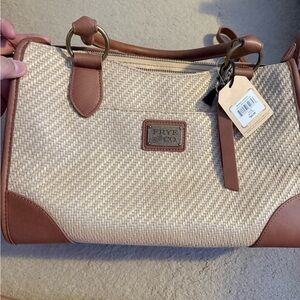 FRYE AND CO. Cream and Brown Satchel